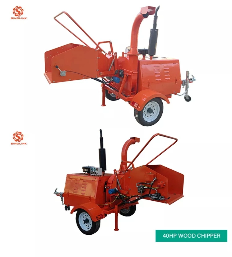 ATV 40HP Diesel Engine Disc Wood Chipper for Wood